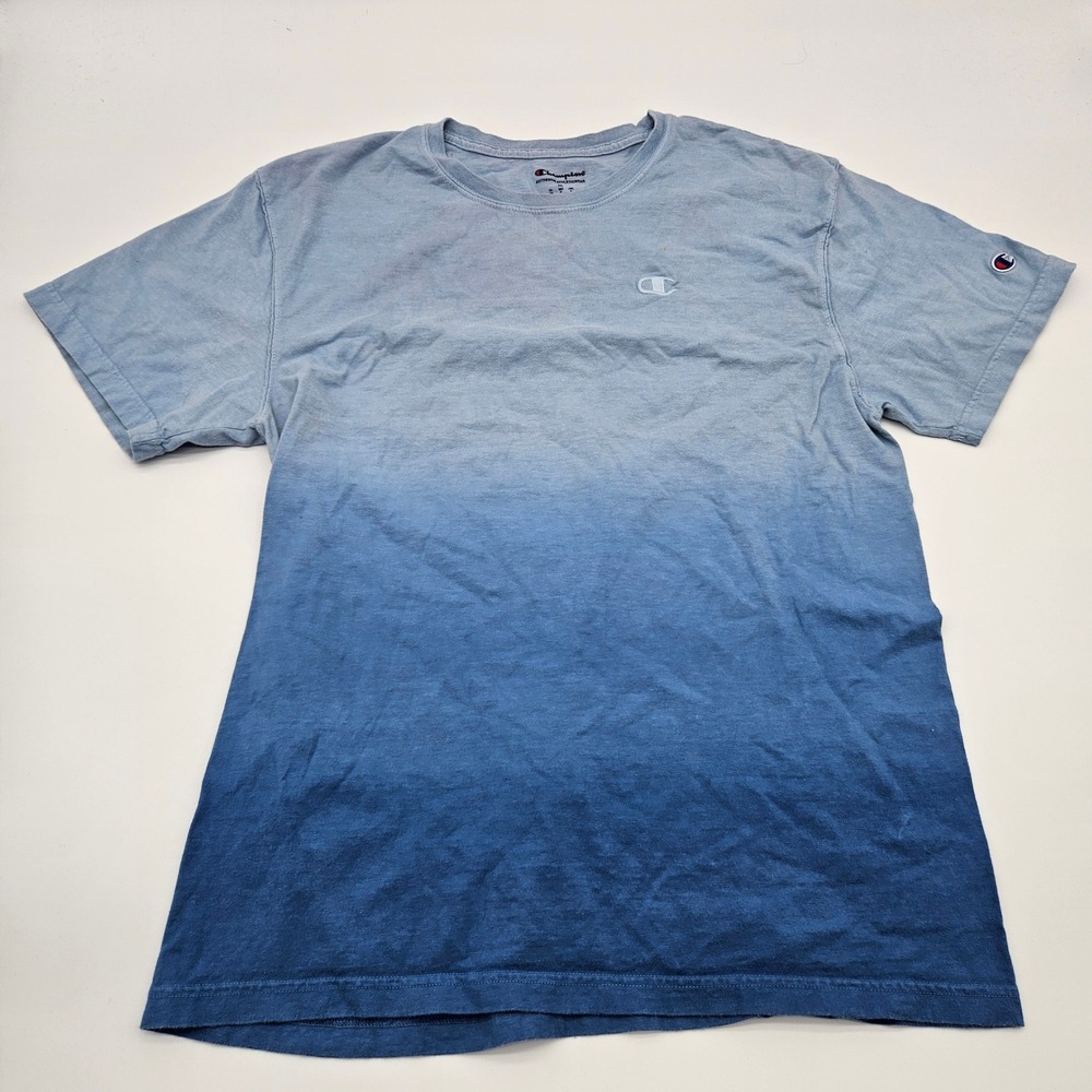 Champion Men's Dip Dye Ombre Blue T Shirt Short Sleeve Athleticwear Size‎ M